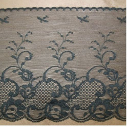 DENTELLE DE CALAIS légement stretch tulle surbrodé noire 17 cm