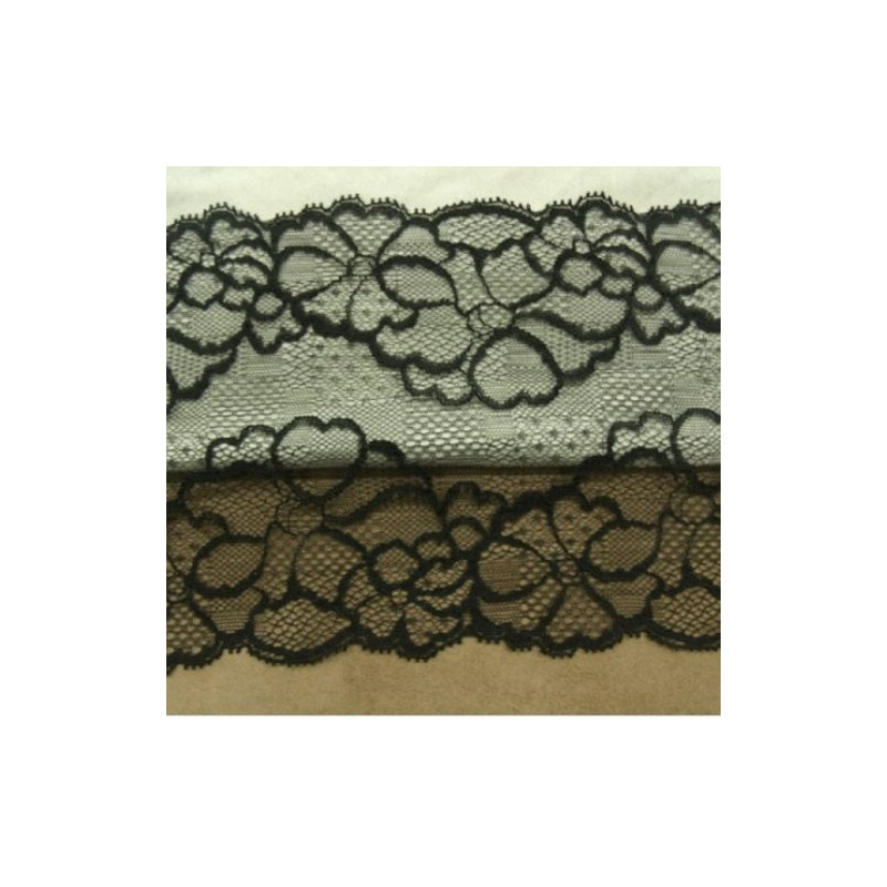 DENTELLE DE CALAIS stretch noire finement dentellée sur les deux bordures 17 cm