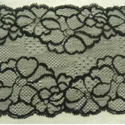 DENTELLE DE CALAIS stretch noire finement dentellée sur les deux bordures 17 cm