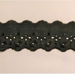 Broderie anglaise coton  noire 5 cm