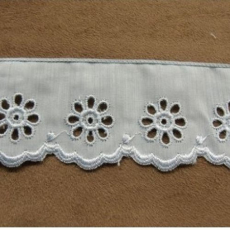 BRODERIE ANGLAISE COTON bleu ciel 4 cm /hauteur de broderie 2,5 cm