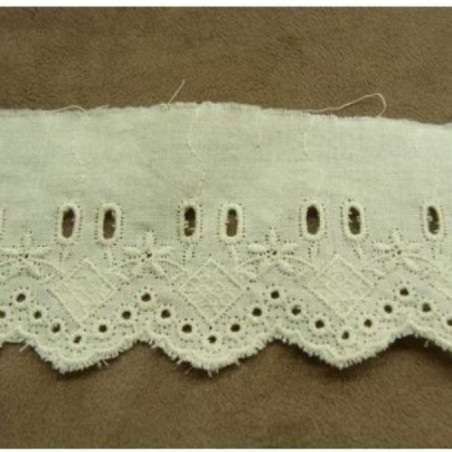 BRODERIE ANGLAISE VINTAGE COTON écru 6 cm/hauteur de broderie:3.5 cm