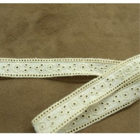 BRODERIE ANGLAISE VINTAGE COTON écru ENTRE 2 1,7 cm
