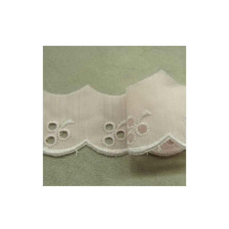BRODERIE ANGLAISE COTON rose 2,5 cm / hauteur de broderie 1,5 cm