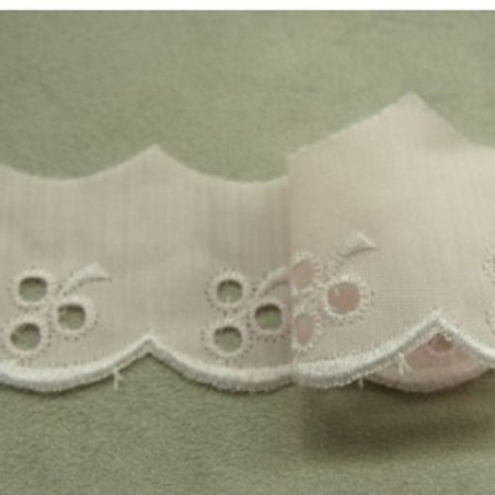BRODERIE ANGLAISE COTON rose 2,5 cm / hauteur de broderie 1,5 cm