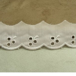 BRODERIE ANGLAISE COTON rose 2,5 cm / hauteur de broderie 1,5 cm