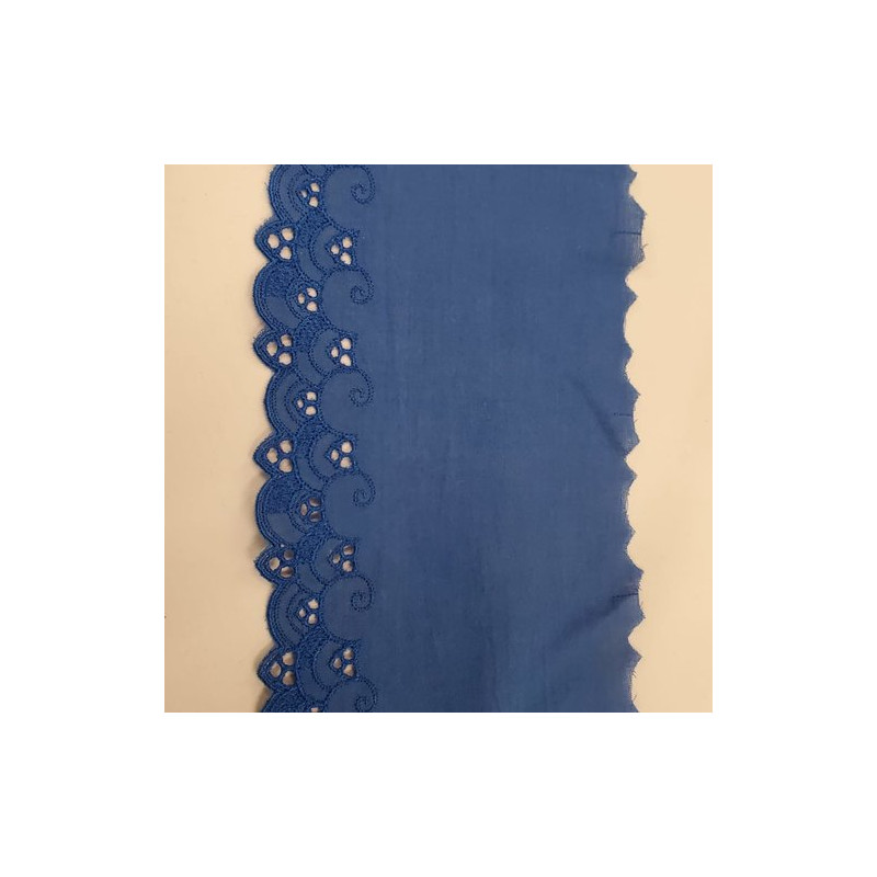 Broderie Anglaise Bleu Roi hauteur totale 10 cm / hauteur de broderie 3 cm