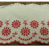 BRODERIE ANGLAISE COTON blanc & rose 13,5 cm / hauteur de broderie 7 cm