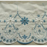 BRODERIE COTON ANGLAISE BLANCHE BRODEE BLEU VIF 15 cm