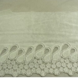 BRODERIE COTON CREME brodée sur velours 16 cm /hauteur de broderie  6 cm