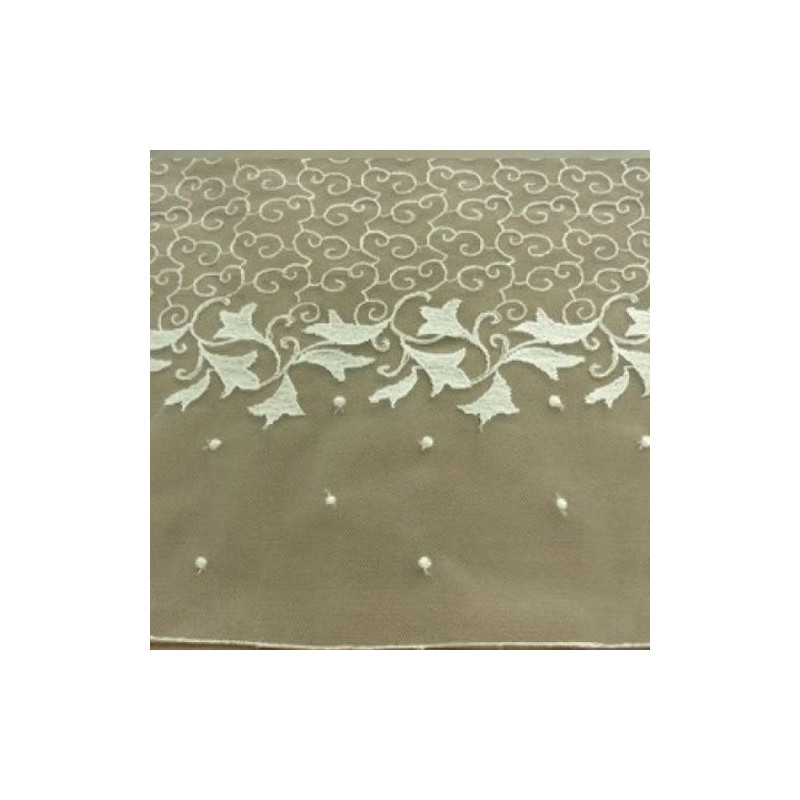 BRODERIE COTON  sur tulle  BLANC CASSÉE 20 cm / hauteur de broderie 14 cm