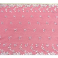 BRODERIE COTON rose fuschia en lurex argent 32 cm