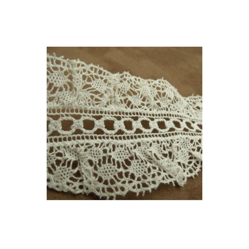 broderie coton froncé blanc cassé 7 cm