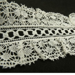 broderie coton froncé blanc cassé 7 cm