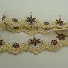 broderie beige et marron avec lurex 3 cm