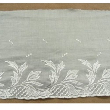 BRODERIE coton bleu et gris 15 cm /hauteur de broderie 5 cm