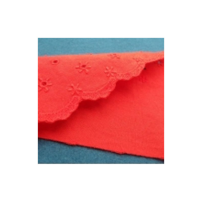 broderie anglaise coton rouge 11 cm/ hauteur de broderie 5 cm