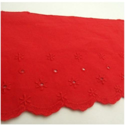 broderie anglaise coton rouge 11 cm/ hauteur de broderie 5 cm