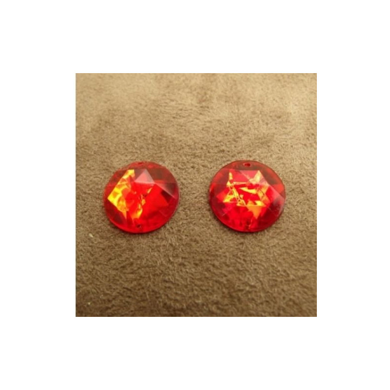 Déstockage Strass Rond Acrylique 15 mm – Rouge, Orange, Bleu, Argenté