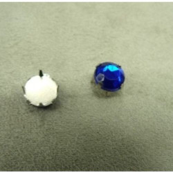 Déstockage – Lot de 25 Strass à Griffe Rond Bleu 1 cm