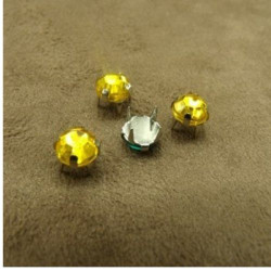 Déstockage – Lot de 25 Strass à Griffe Rond 0,6 cm – Vert, Jaune, Bleu