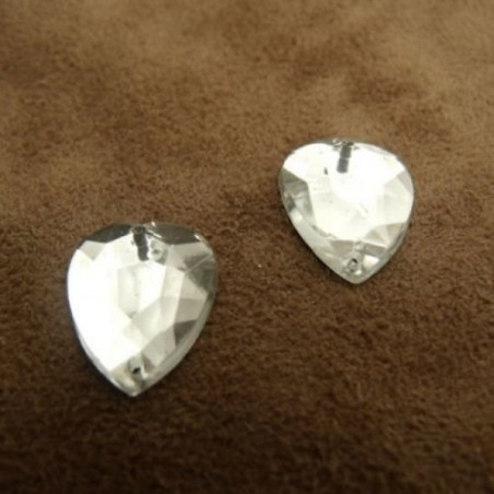 Strass Cœur Acrylique 15 x 12 mm – Lot de 10 ou 20 –