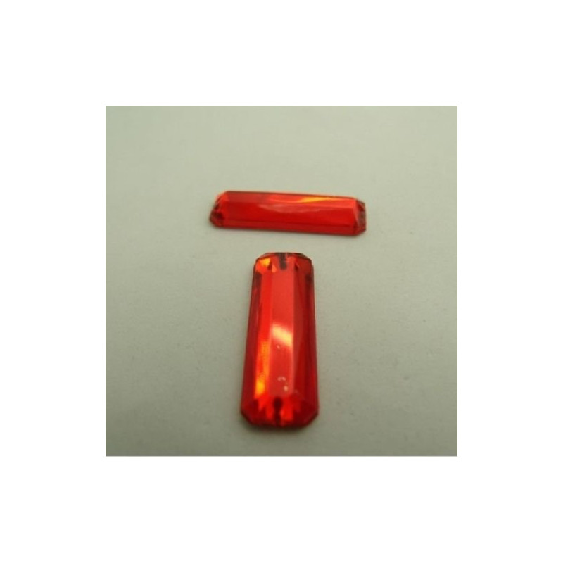DESTOCKAGE – Strass Rectangulaire Acrylique 25 x 8 mm – Rouge, Orange – Lot de 10, 20, 50