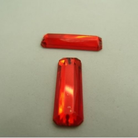 DESTOCKAGE – Strass Rectangulaire Acrylique 25 x 8 mm – Rouge, Orange – Lot de 10, 20, 50