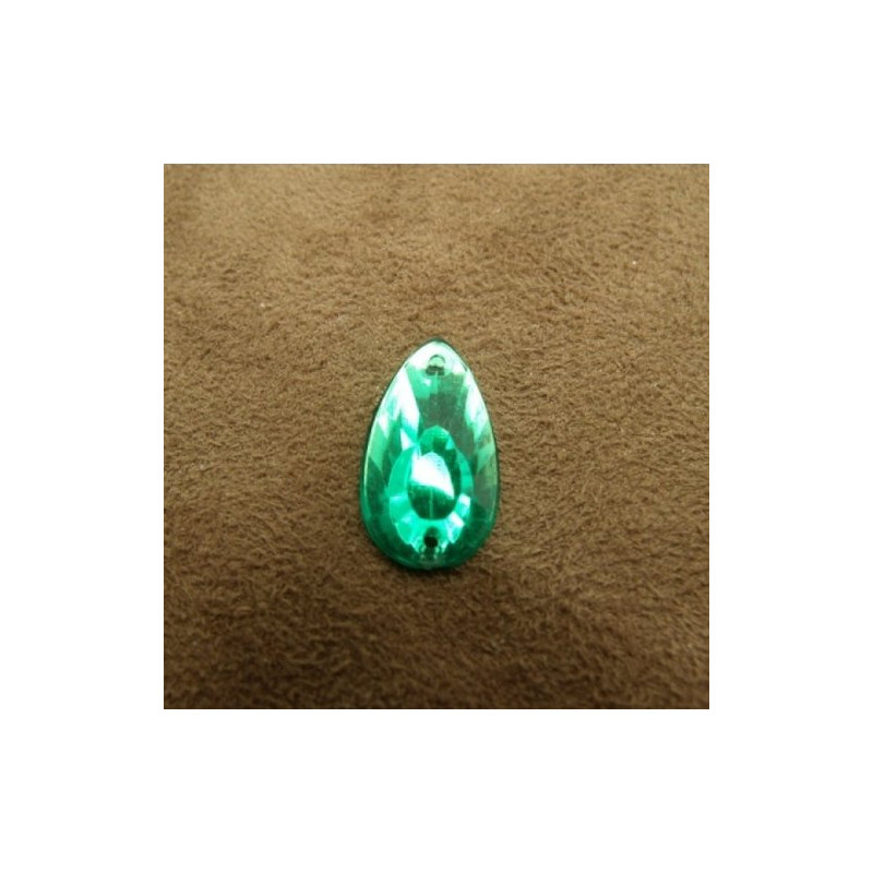 Strass Goutte Vert 22x12 mm – À Coudre ou Coller – Lot 10, 20, 50