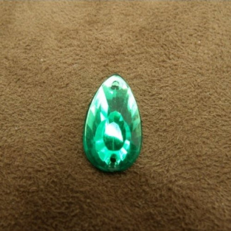 Strass Goutte Vert 22x12 mm – À Coudre ou Coller – Lot 10, 20, 50