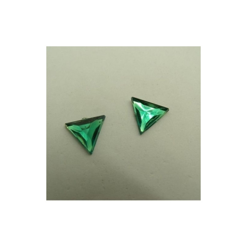 Déstockage – Strass Triangle Vert 16 mm à Coudre ou Coller – Lot de 10, 20, 50