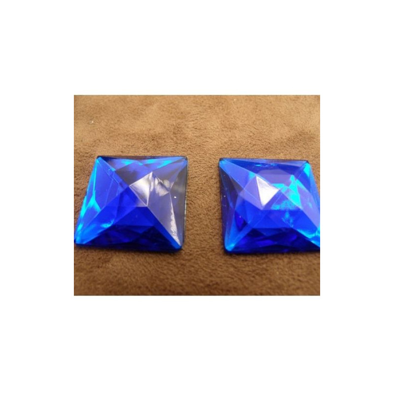 Strass carré bleu 25 mm – à coller, unité ou lot 10