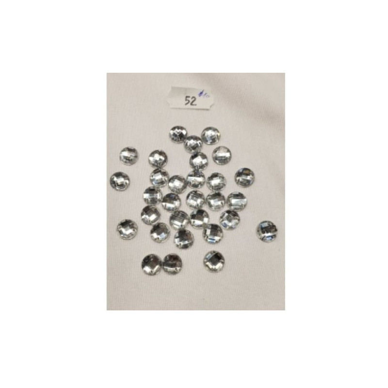 LOt DE 30 Strass Rond Crystal Argent 10 mm