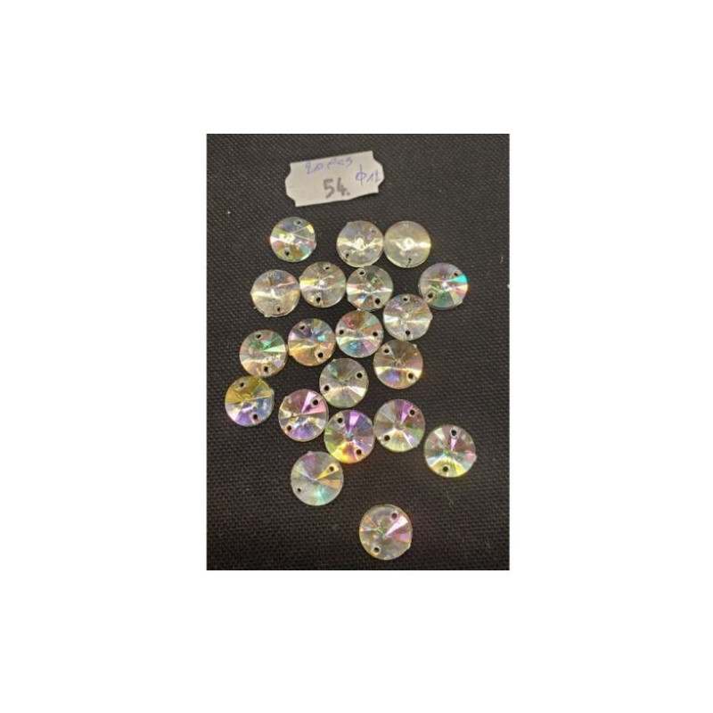 LOT 20 Strass Rond Crystal Multicolore 12 mm