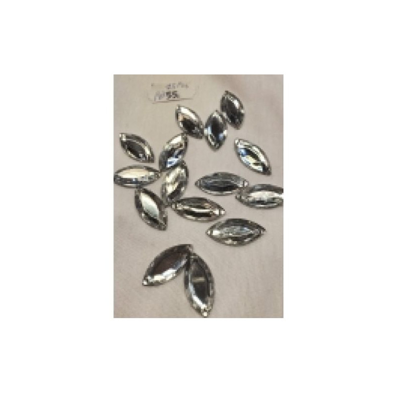 LOT DE 15  Strass Acrylique Ovale Crystal 24mm x 12 mm