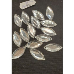 LOT DE 15  Strass Acrylique Ovale Crystal 24mm x 12 mm