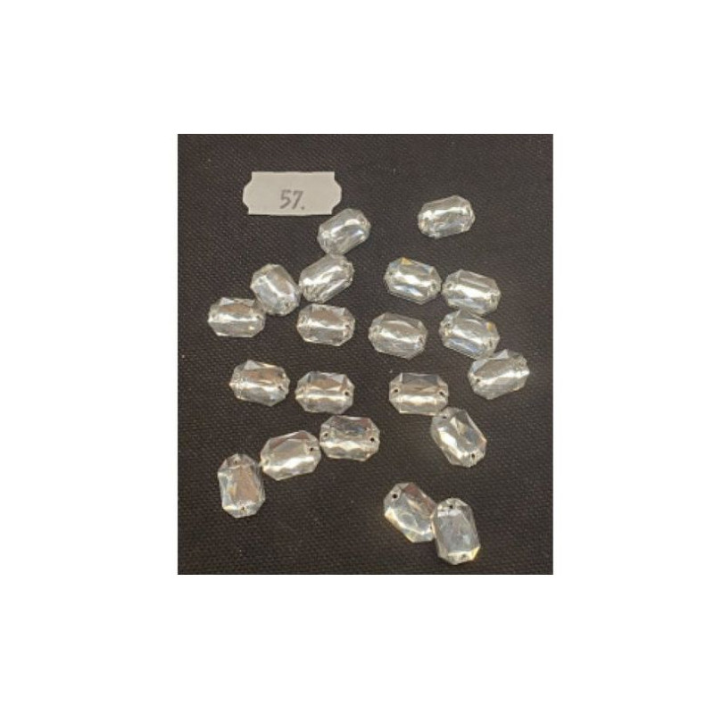 LOT DE 20 Strass Acrylique Hexagonal Crystal Argent 14 mm x 10 mm