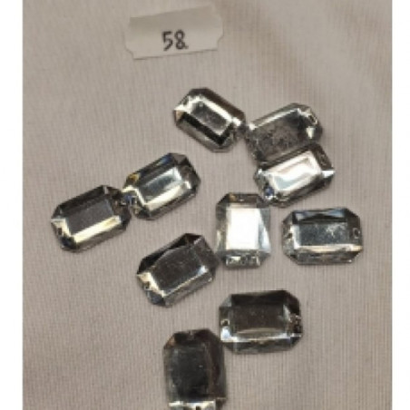 LOT DE 10 Strass Acrylique Hexagonal Crystal Argent 18 mm x 13 mm