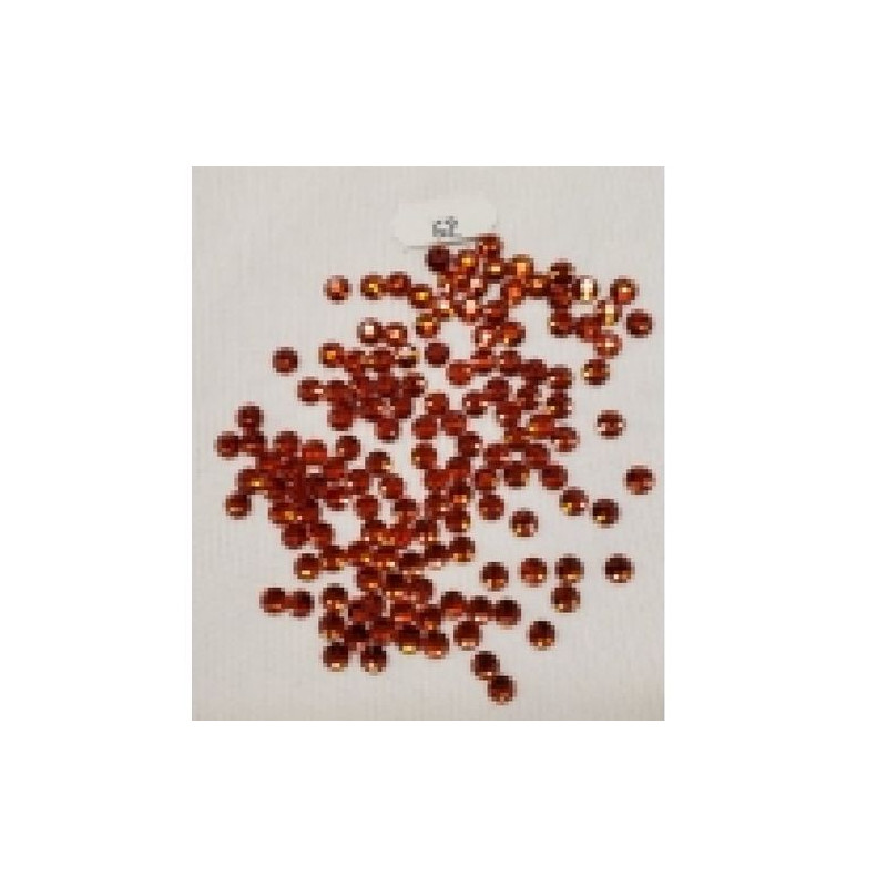 LOT de 144 Strass Hot Fix EN Verre Rond Rouge Orange 6.5 mm