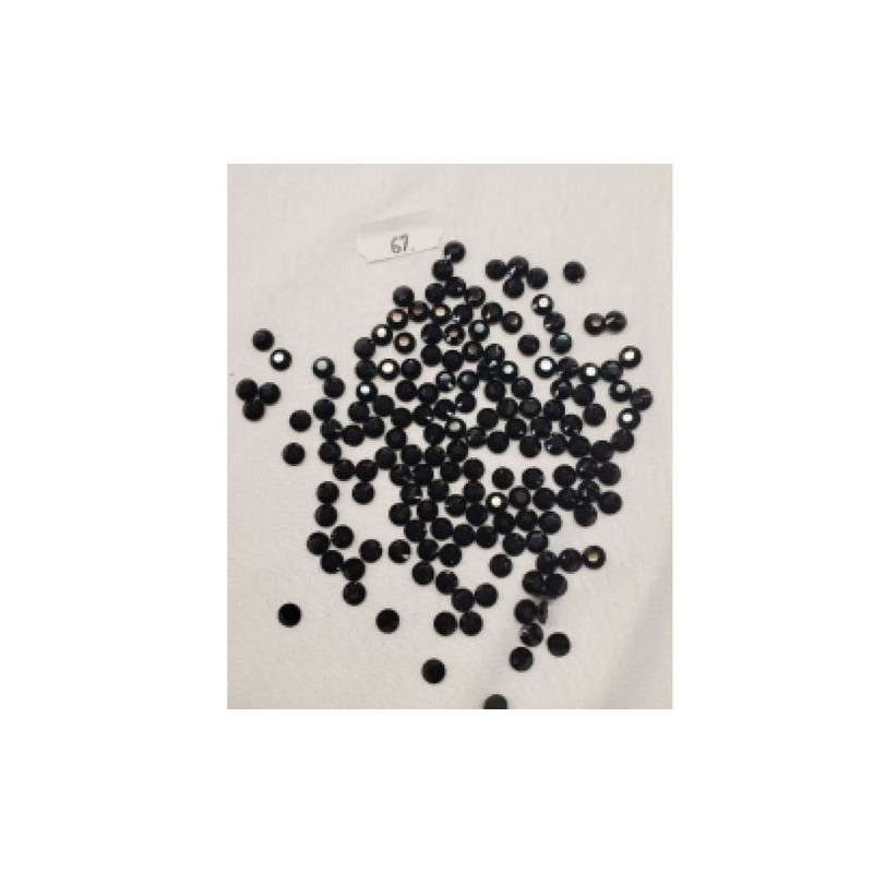 LOT DE 144 Strass Hot Fix EN Verre Rond Noir 6.5 mm