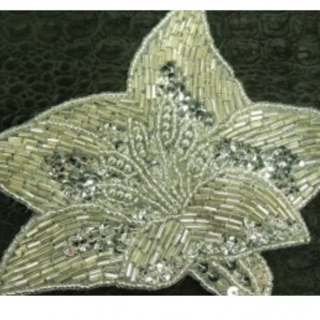 écusson à coudre motif: argent perlé pailleté largeur 12,5cm