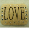 écusson thermocollant motif: LOVE beige à strass largeur 8,5cm  sur hauteur 6,5cm