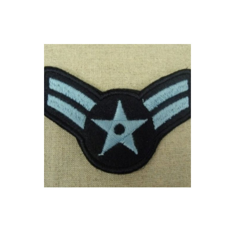 écusson militaire à coudre motif étoile bleu largeur 9cm sur hauteur 5cm
