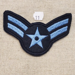écusson militaire à coudre motif étoile bleu largeur 9cm sur hauteur 5cm