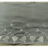 DENTELLE / BRODERIE COTON BLANC BRODEE GRISE 14 cm / hauteur de broderie 6 cm