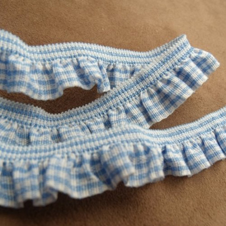 ruban plissé froncé élastique et coton vichy 20 mm