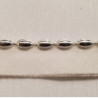 ruban passepoil perlé monté sur base coton blanc grain de riz argent 10 mm