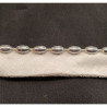 ruban passepoil perlé monté sur base coton blanc grain de riz argent 10 mm