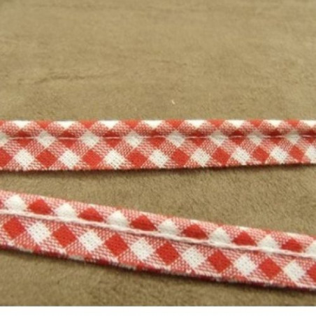 RUBAN / BIAIS PASSEPOIL VICHY COTON ROUGE & BLANC 10 mm