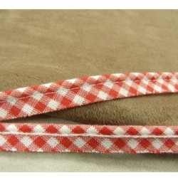 RUBAN / BIAIS PASSEPOIL VICHY COTON  ROUGE & BLANC 10 mm